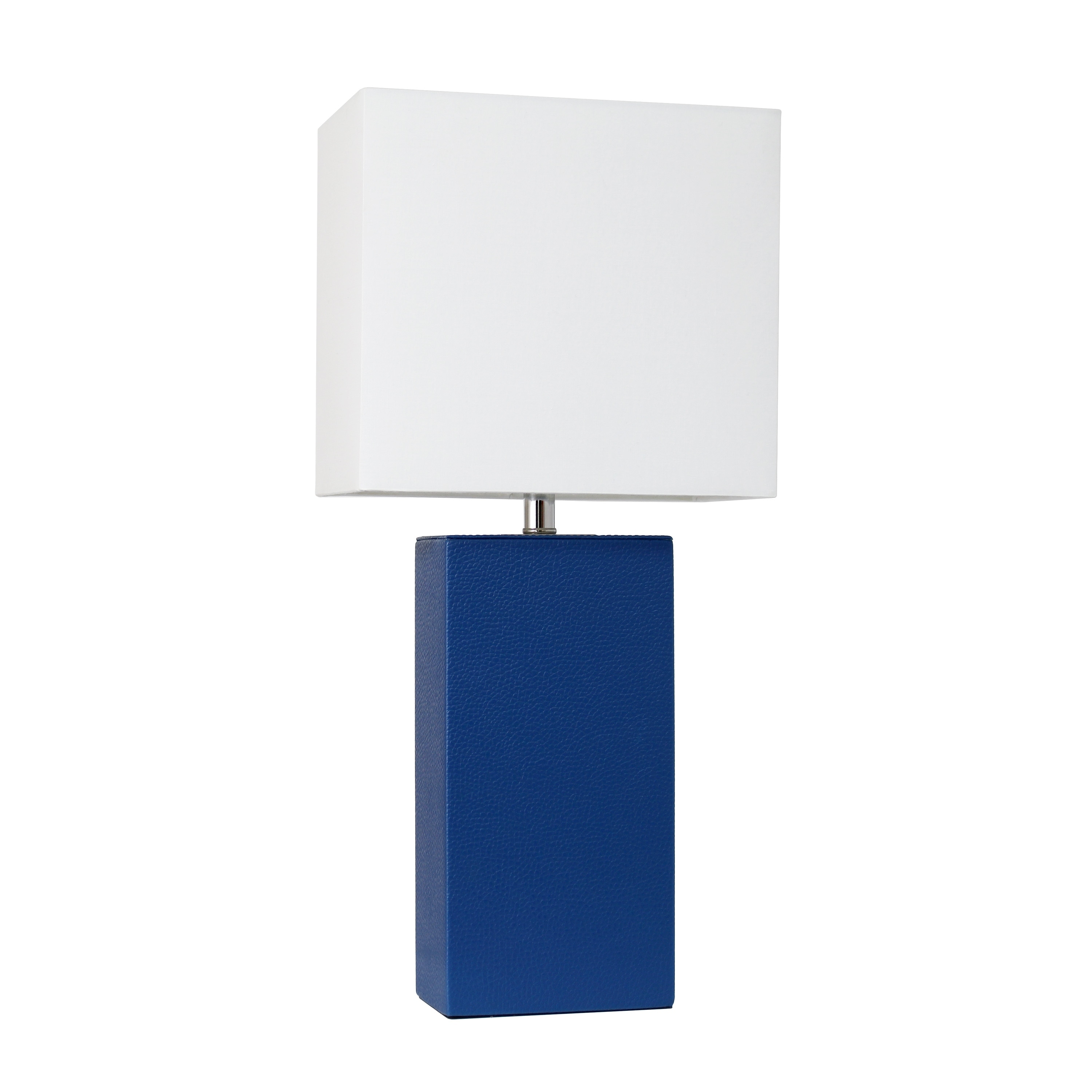 Porch and Den Fairway Blue Leather Table Lamp w White Fabric Shade - Mycitystee