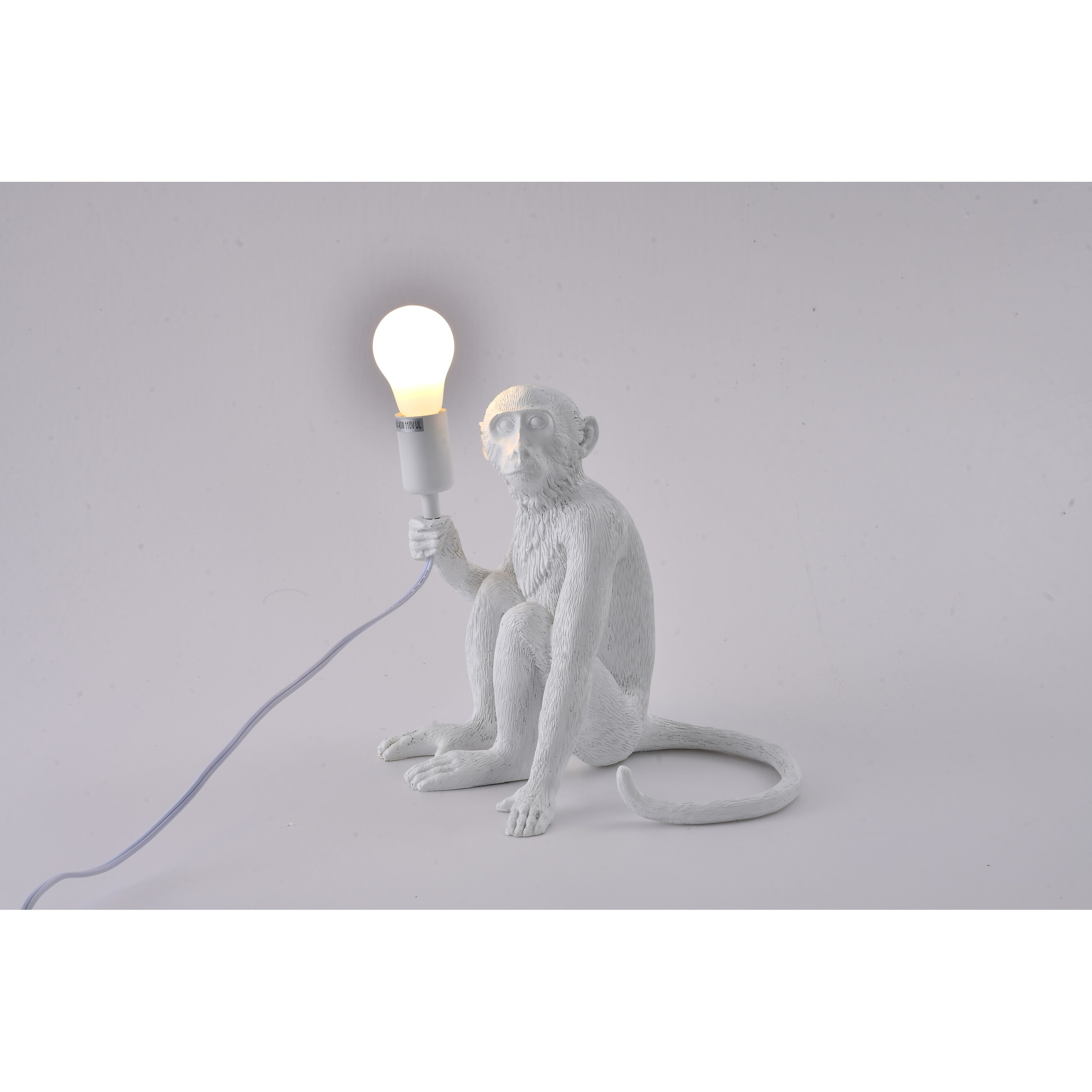 White Sitting Resin Monkey Table Lamp - Mycitystee