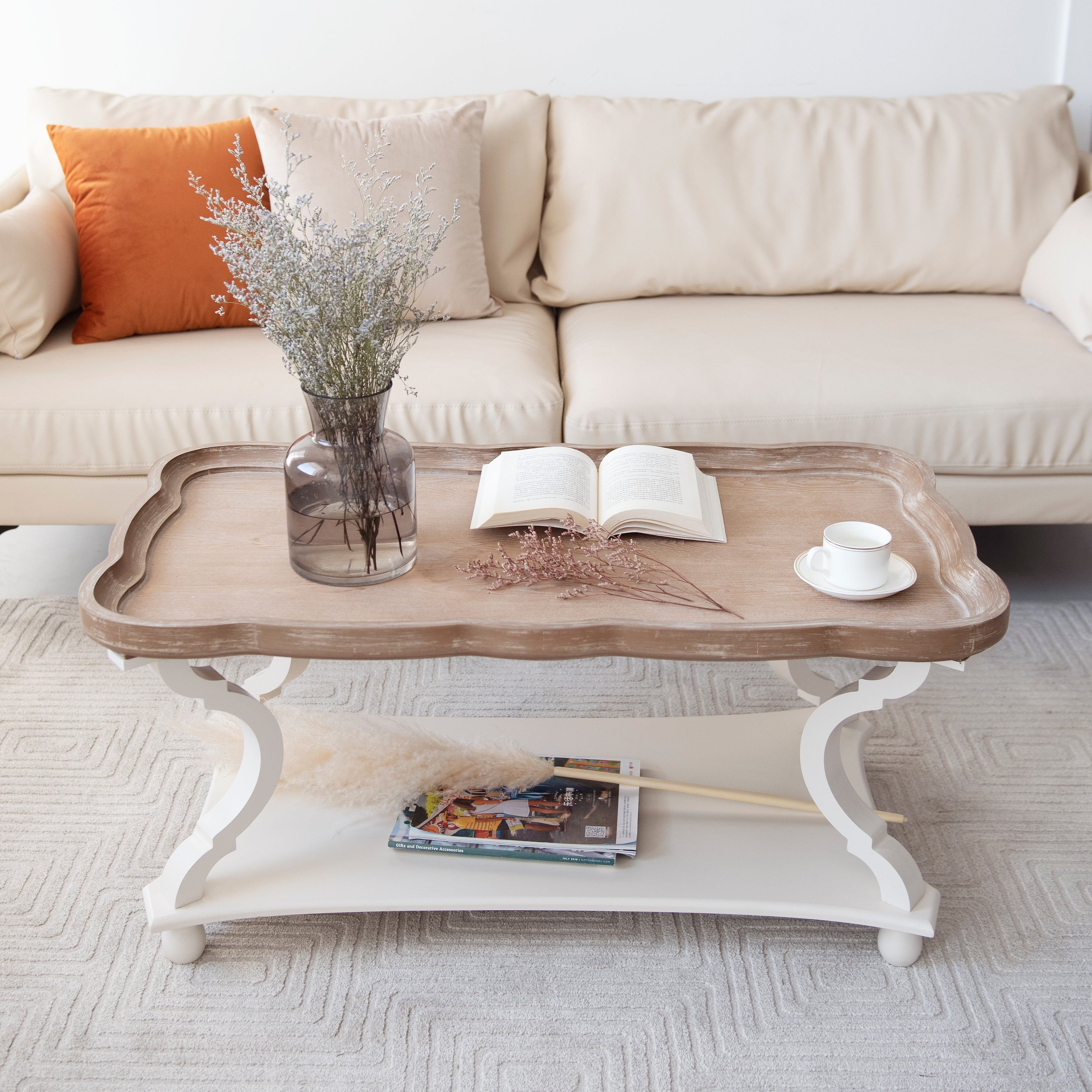 COZAYH Rustic Farmhouse Cottagecore Coffee Table - Mycitystee