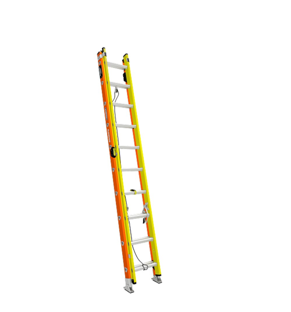 Werner Glidesafe Extension Ladder Fiberglass Tri Rung Type IA 20' - Mycitystee