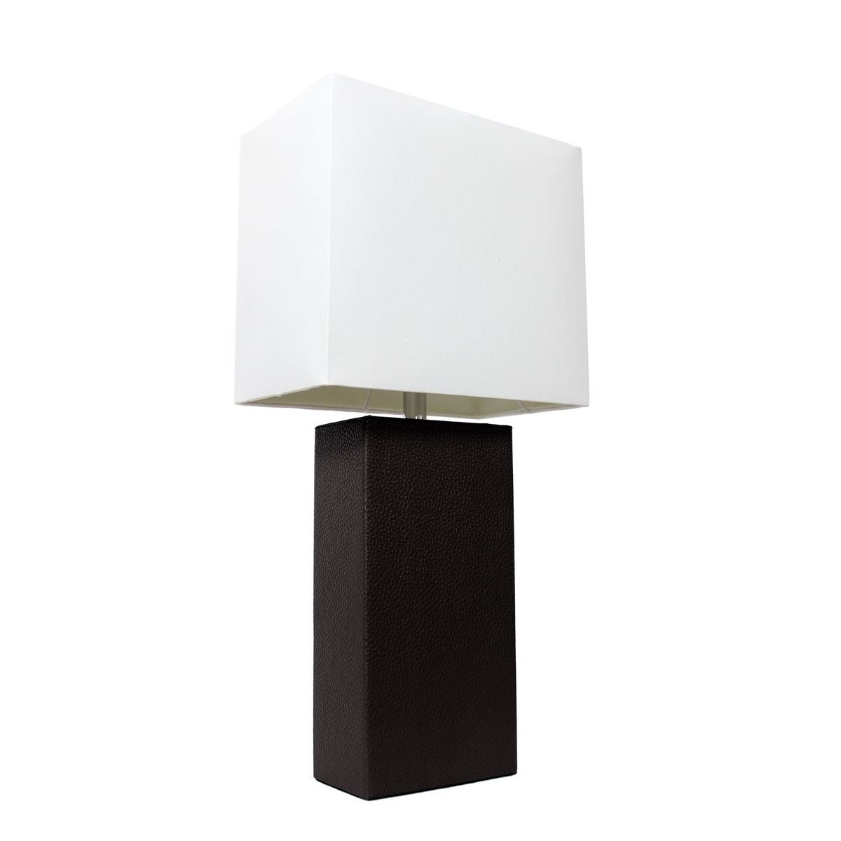 Elegant Designs Modern Leather Table Lamp with White Fabric Shade - 10(L)6(W)21(H) - Mycitystee