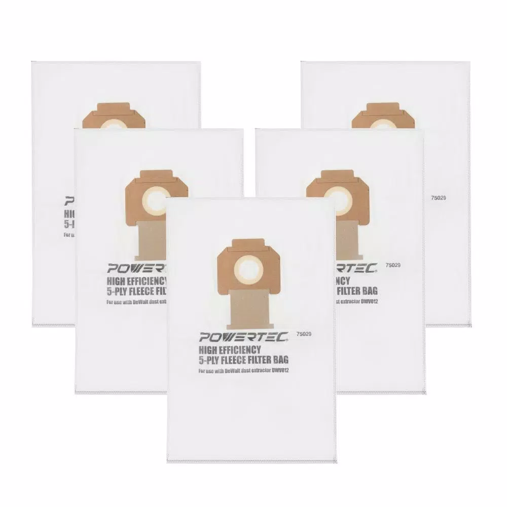 POWERTEC Fleece Bag for DeWalt DWV012 Dust Extractors (5-Pack) and#8211; XDC Depot - Mycitystee