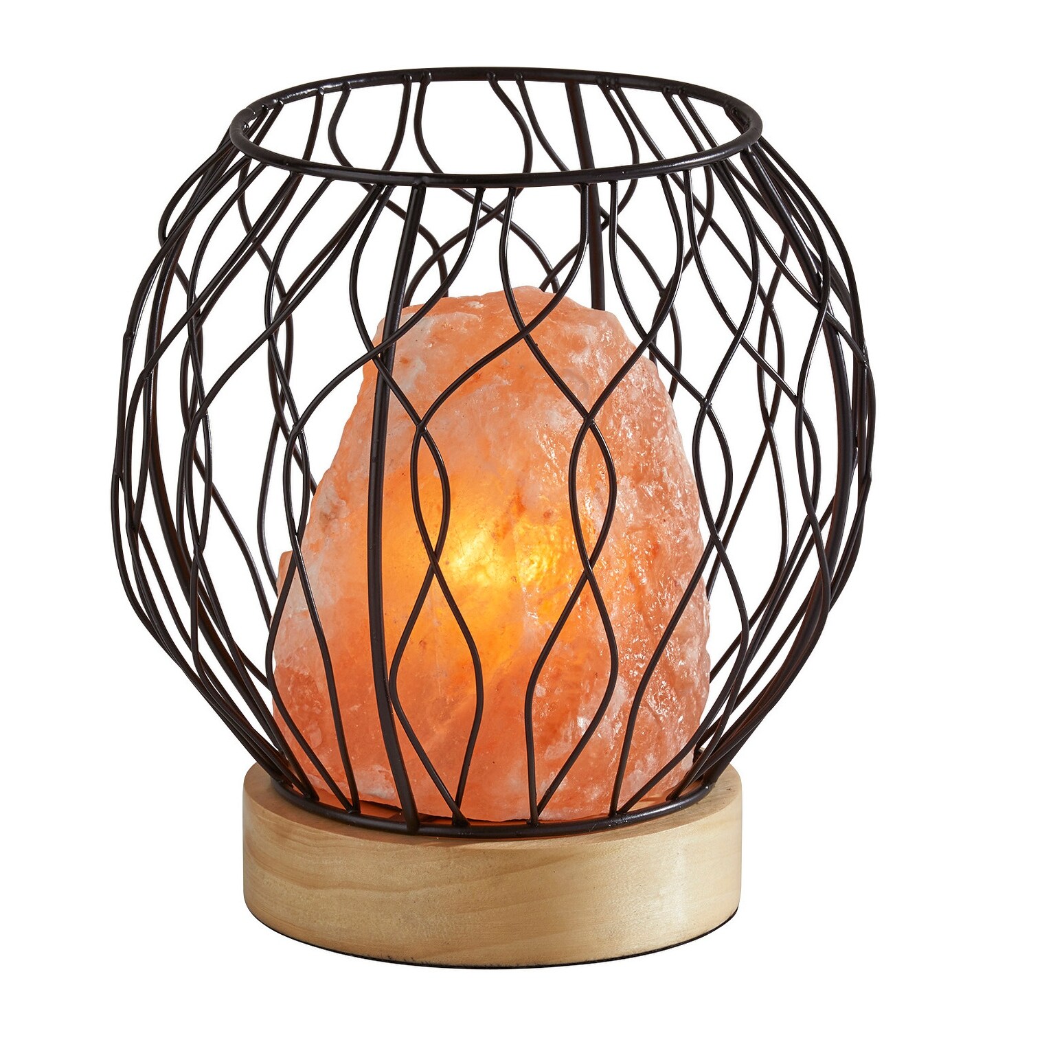 Adesso Black Wire Hope Himalayan Salt Table Lamp - 8 in W x 8 in H x 8 in D - Mycitystee
