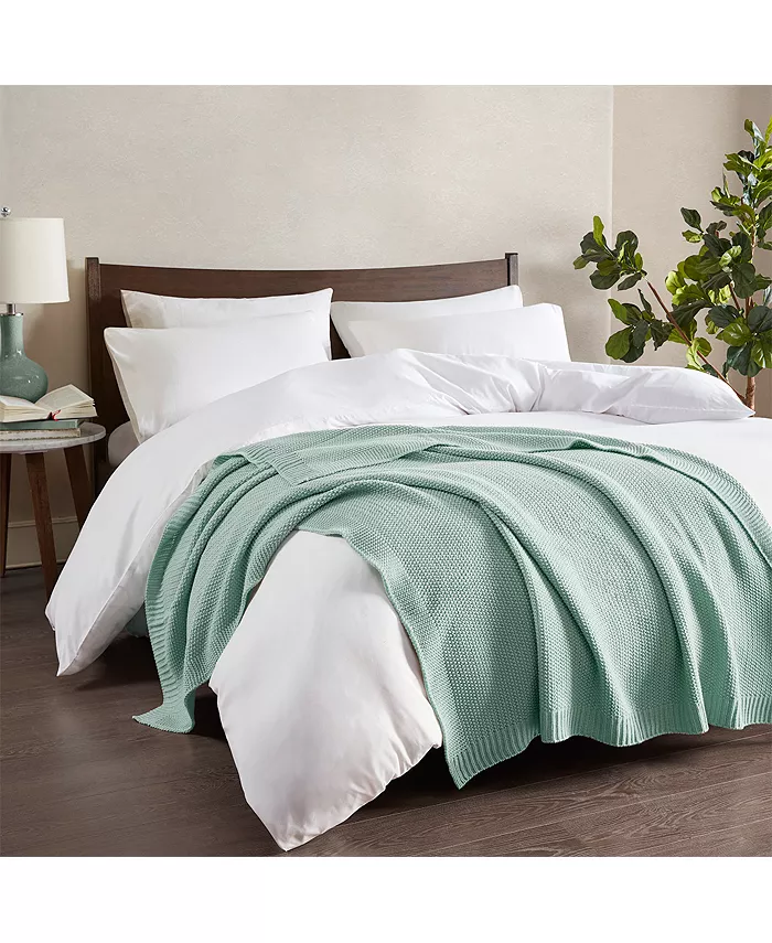 Gracie Mills 1-PC Bree Knit Throw， Aqua - Full - Mycitystee