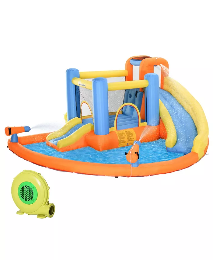 Outsunny 13.7' x 11.8' x 6.2' Outdoor Inflated Castle Splashing， Slide Climb - Mycitystee