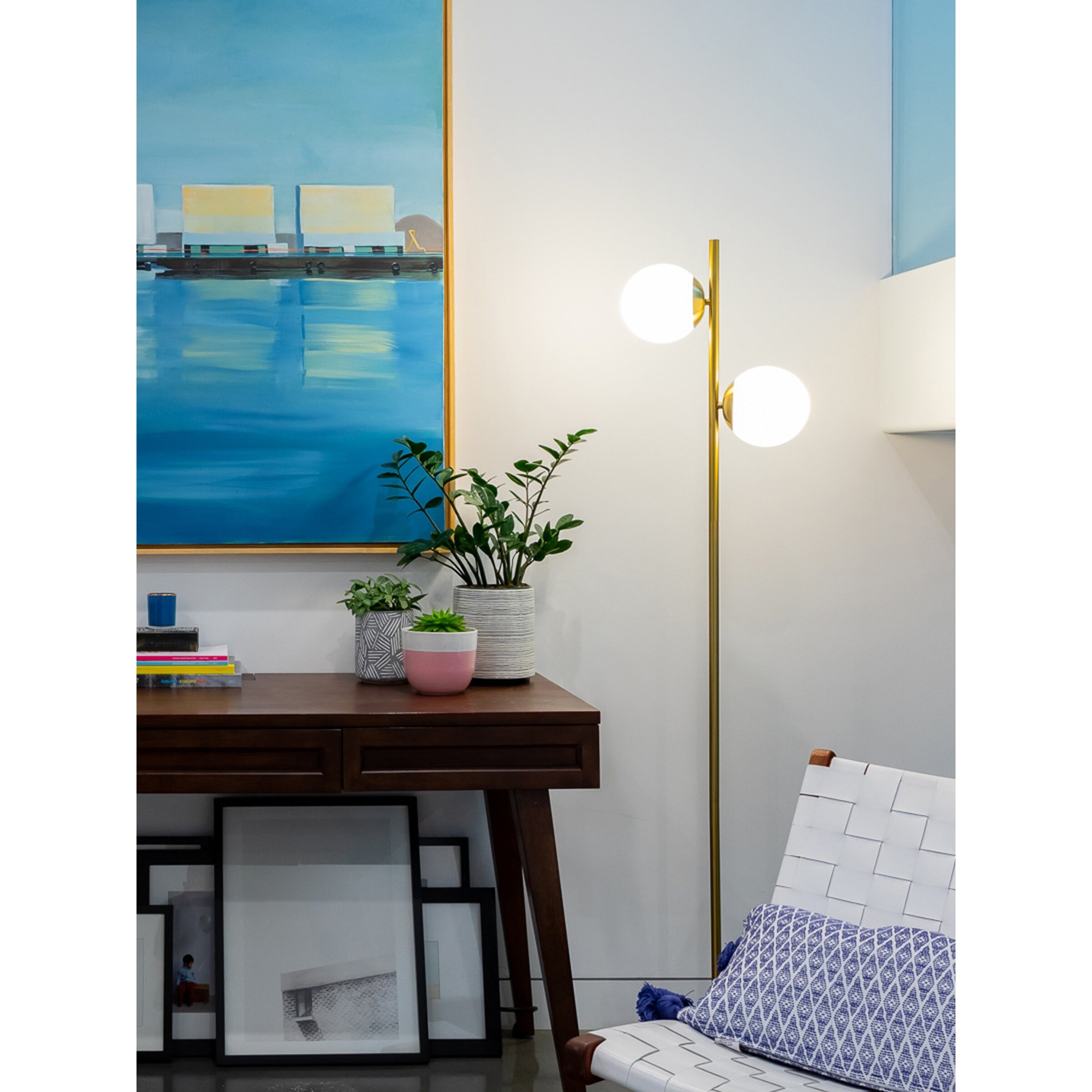 Brightech Sphere 2 LED Floor Lamp - Brass - Mycitystee