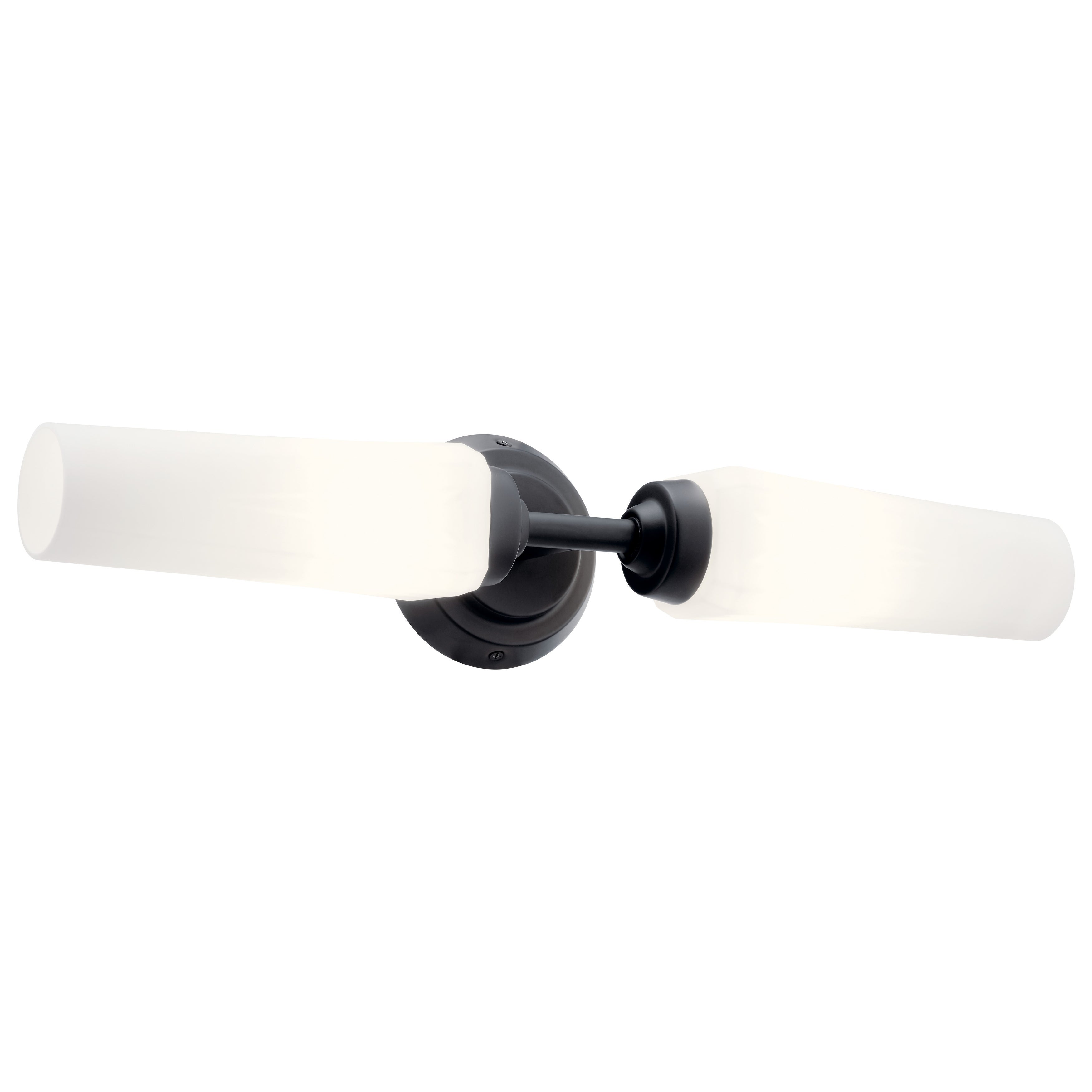 Kichler Lighting Truby 20.75 in. 2-Light Black Vanity Light with Satin Etched Cased Opal Glass. - Mycitystee
