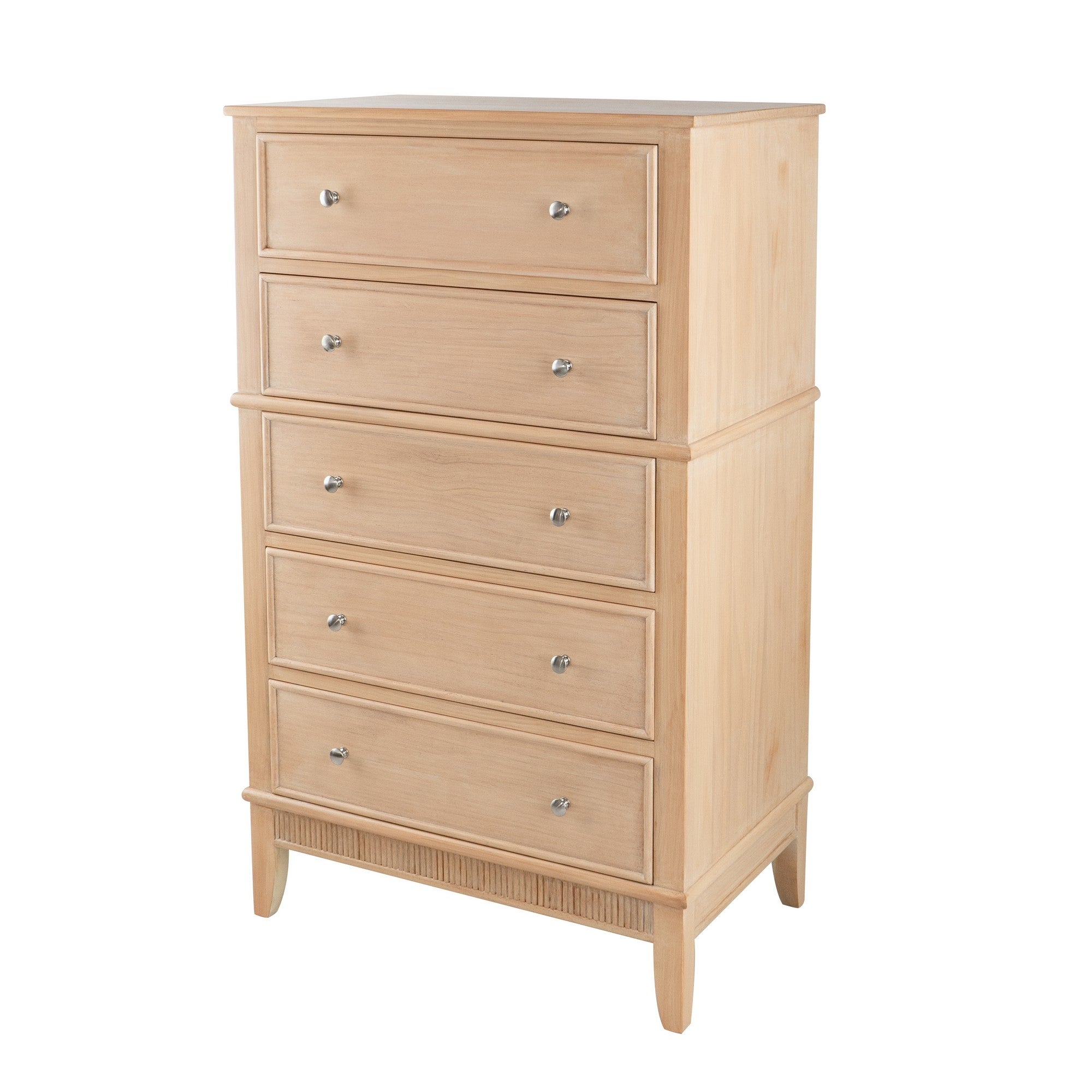 46 Inch Tall Dresser Chest， Pine Wood， 5 Drawers， Textured Natural Brown - - 36969265 - Mycitystee