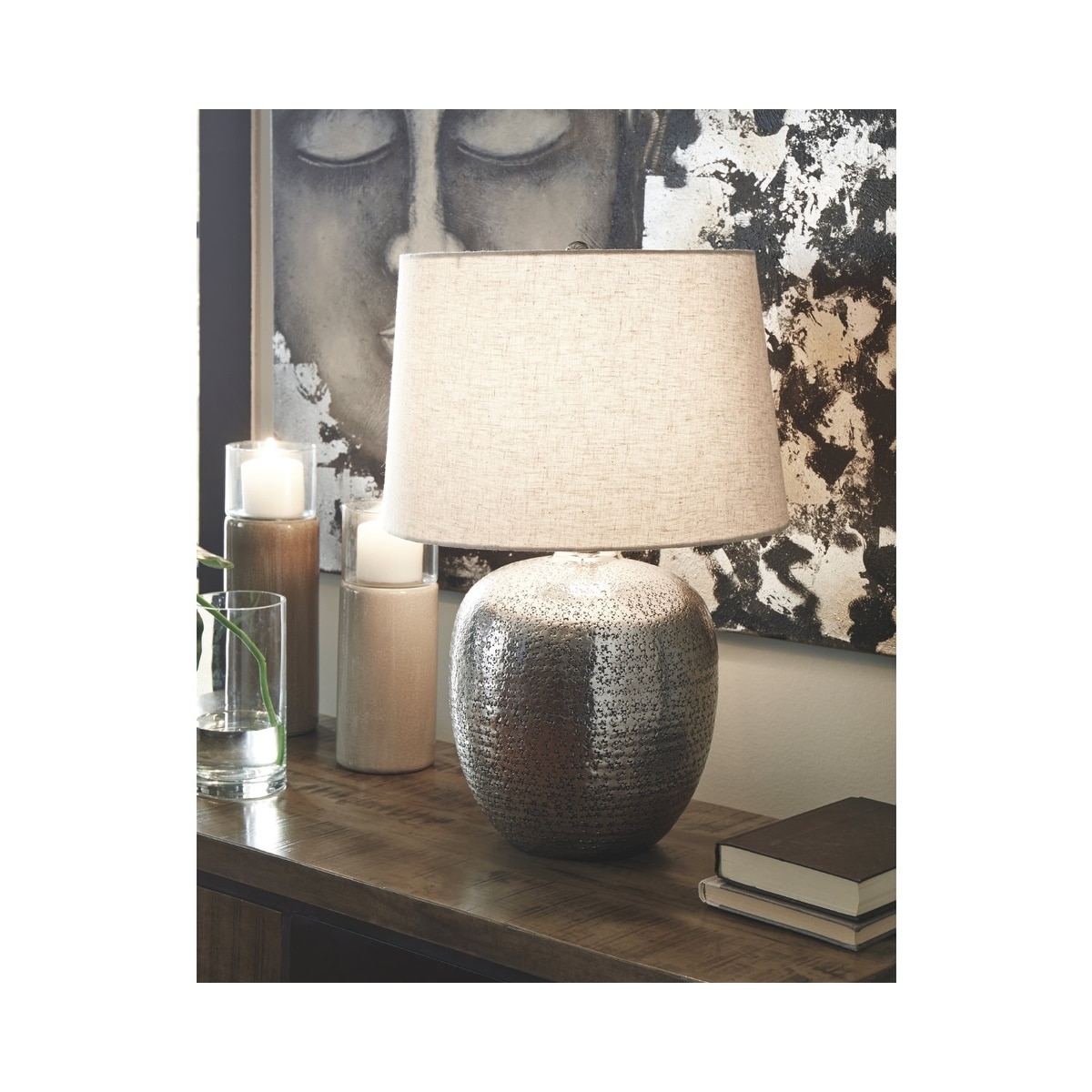 Magalie 23 Inch Metal Table Lamp - Antique Silver Finish - Mycitystee