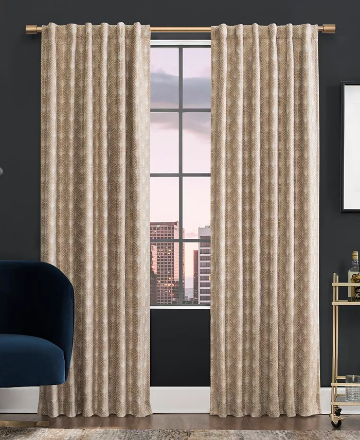 Scott Living Montauk Art Deco 100% Blackout Back Tab Curtain Panel， 96