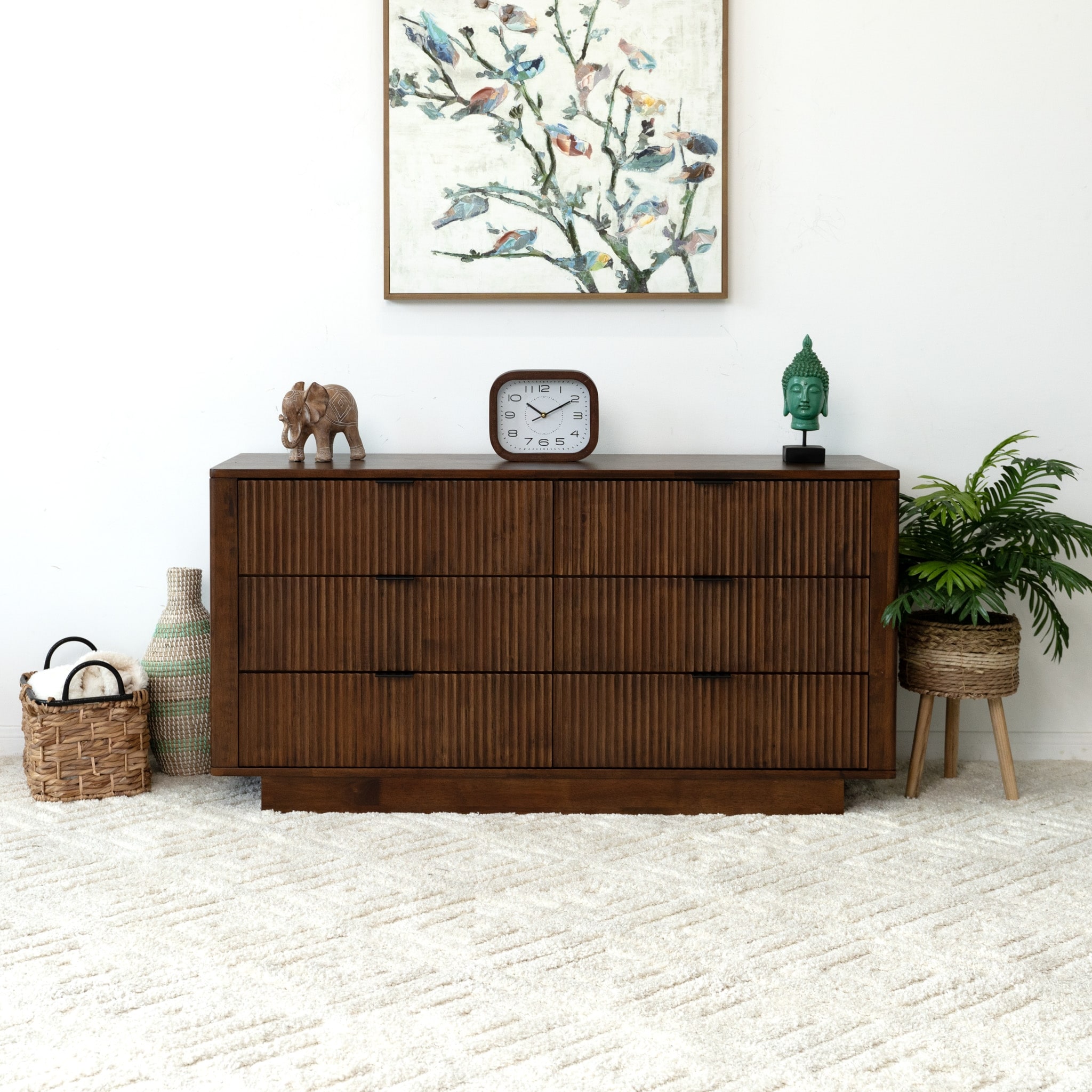 Canel Mid Century Modern Walnut Dresser with 6 Drawers - - 37932726 - Mycitystee