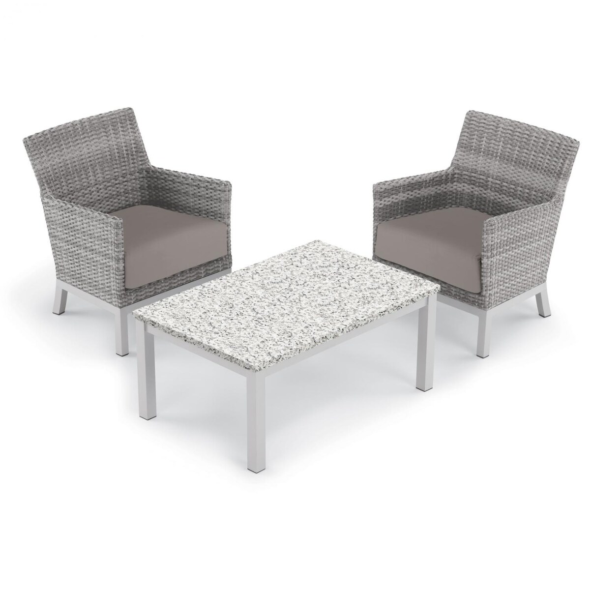 Argento 3 Piece Wicker Patio Conversation Set W/ Lite-Core Ash Coffee Table and Stone Cushions By Oxford Garden - Mycitystee