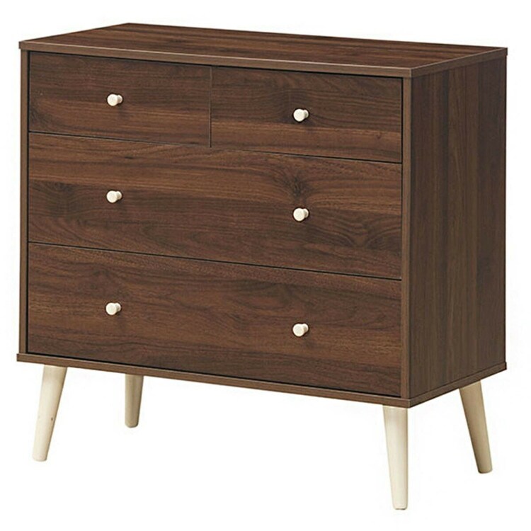 4-Drawer Dresser Cabinet Storage Organizer Rubber Leg with Rail - - 31689386 - Mycitystee