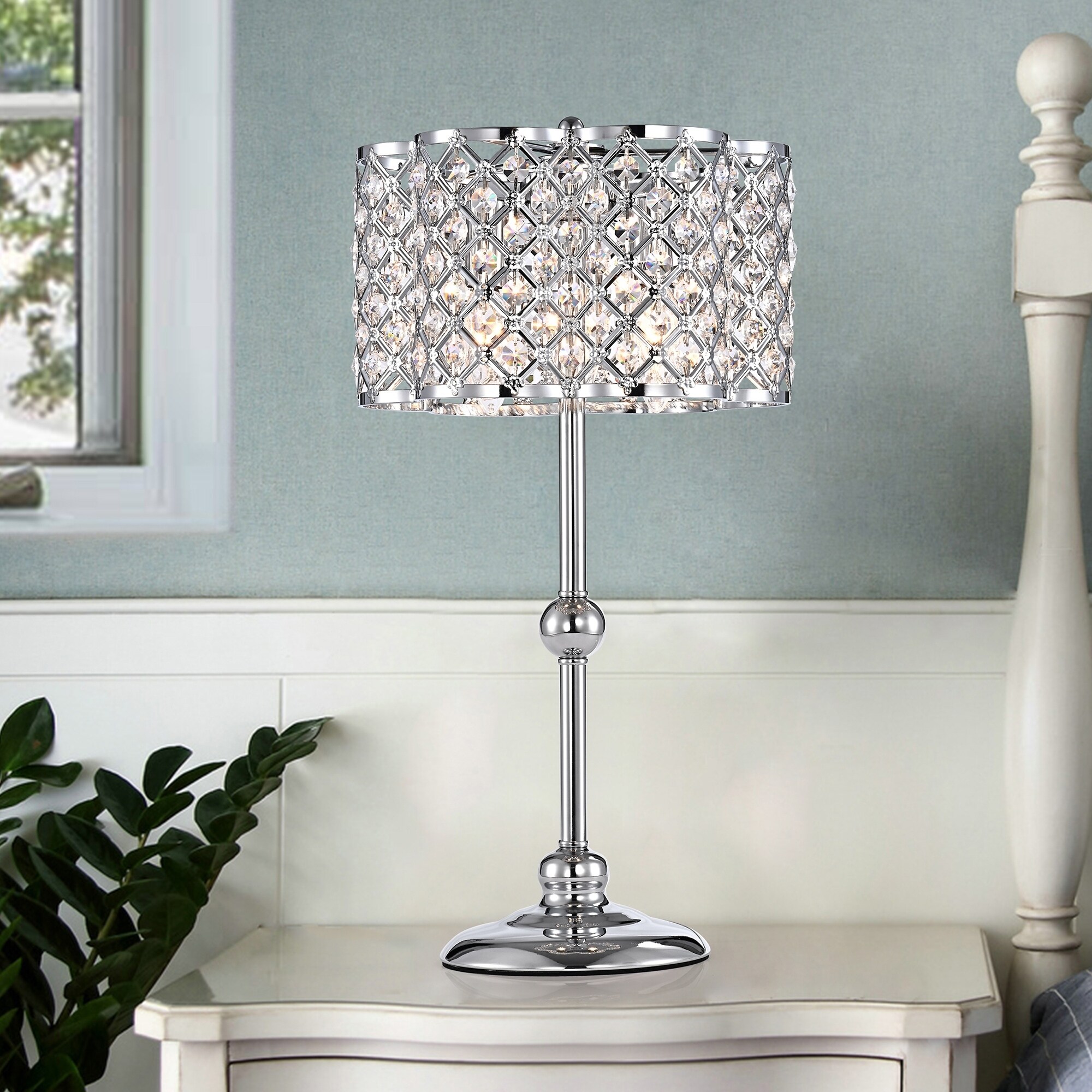 Jeem Crystal and Chrome Table Lamp - Mycitystee