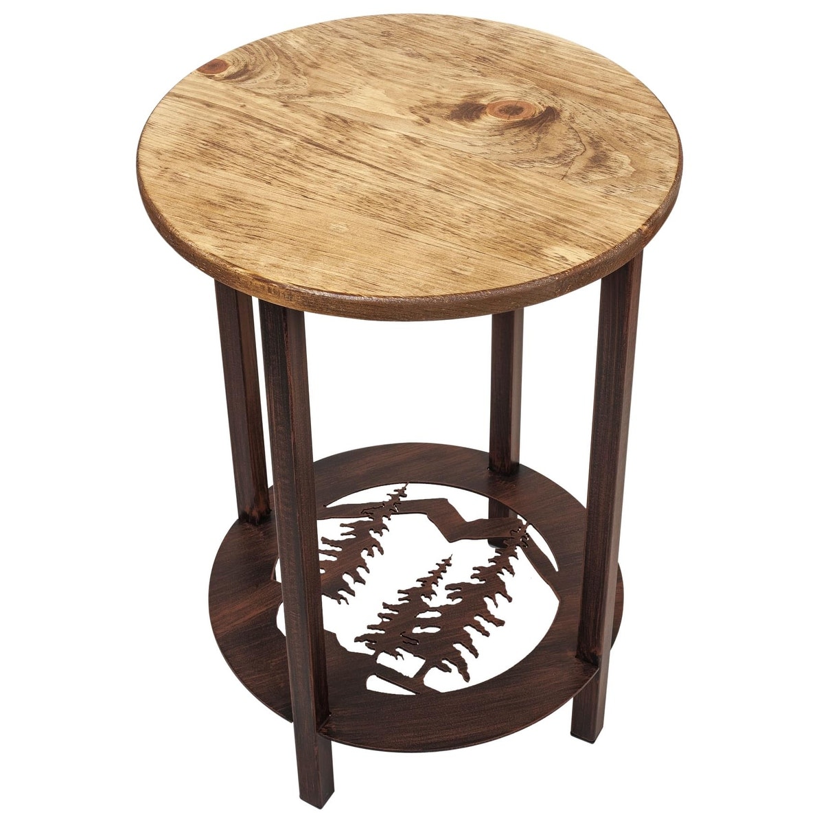Rustic Round End Table - Mycitystee