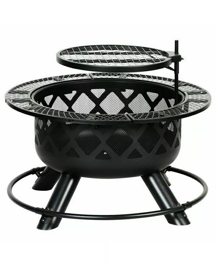 Shinerich Industrial Circular Ranch Grilling Metal Pit Black 24