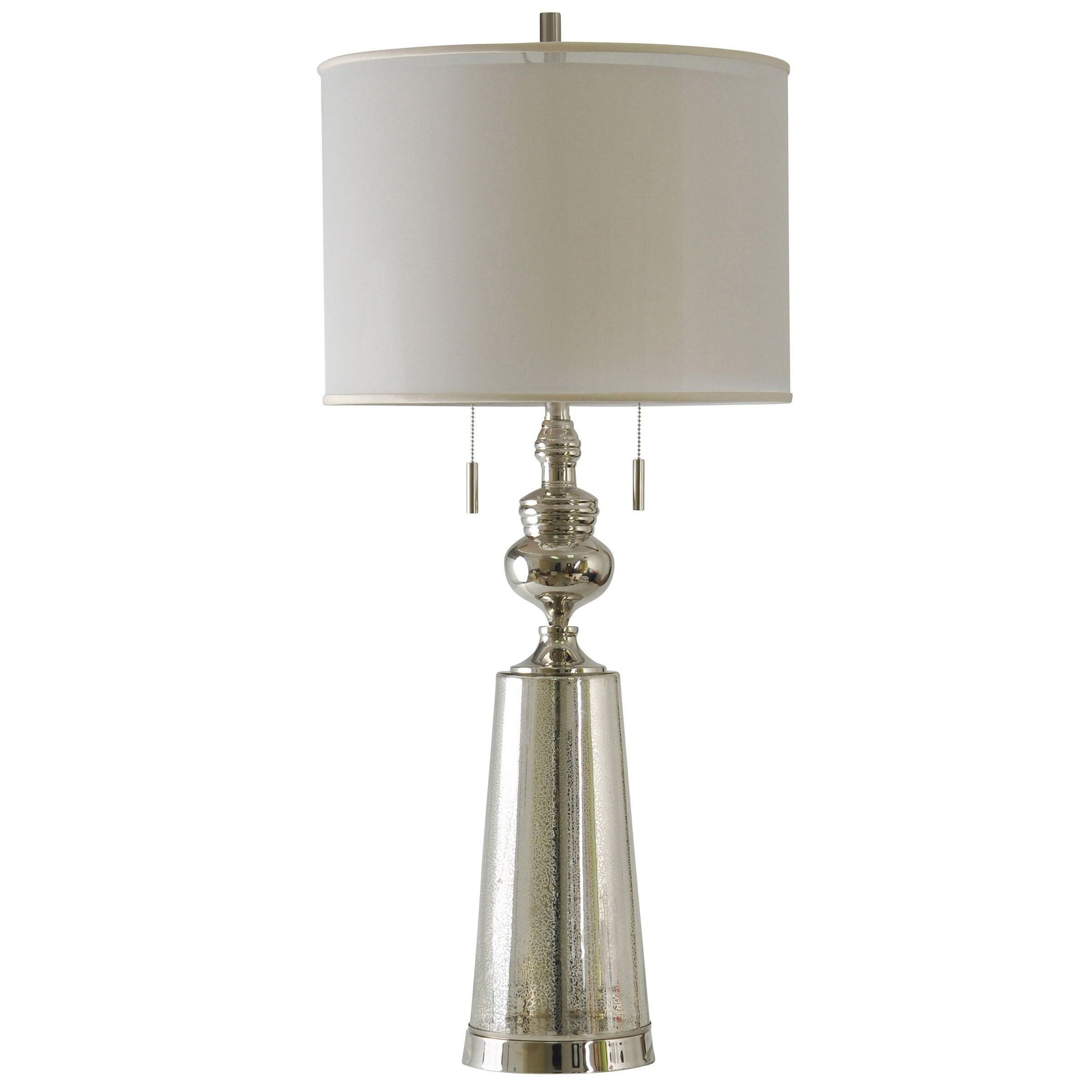 StyleCraft Nickel With Northbay Table Lamp - White Hardback Fabric Shade - Mycitystee