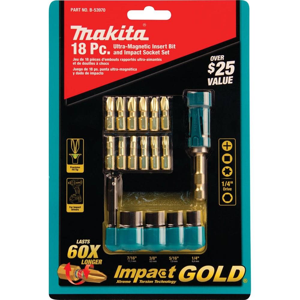 Impact Gold Driver Bit and Socket Set (18-Piece) - Mycitystee