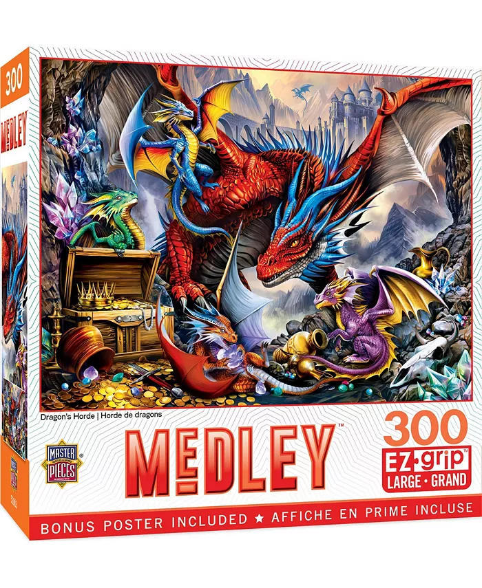 MasterPieces Puzzles Medley - Dragon's Horde 300 Piece Adult jigsaw Puzzle - Mycitystee
