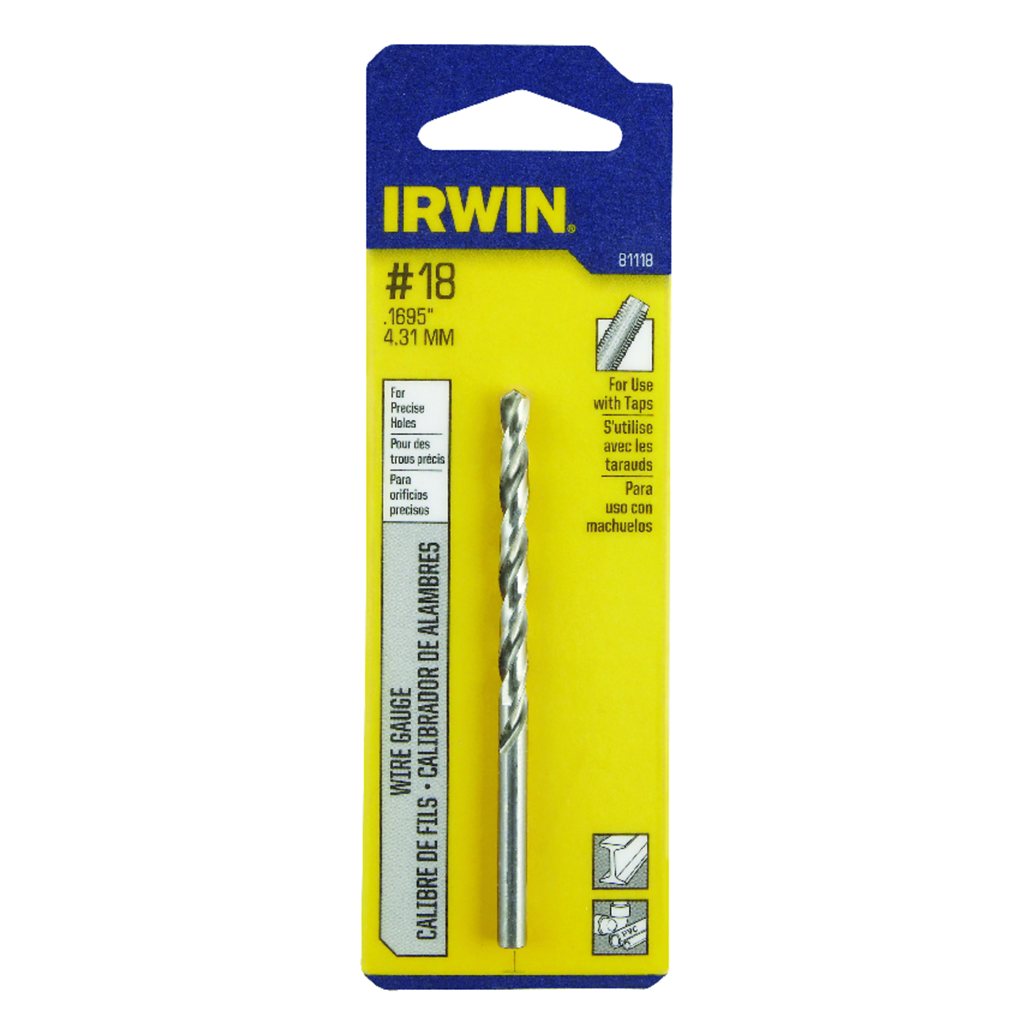 Irwin #18 X 3-1/4 in. L High Speed Steel Wire Gauge Bit 1 pc - Mycitystee