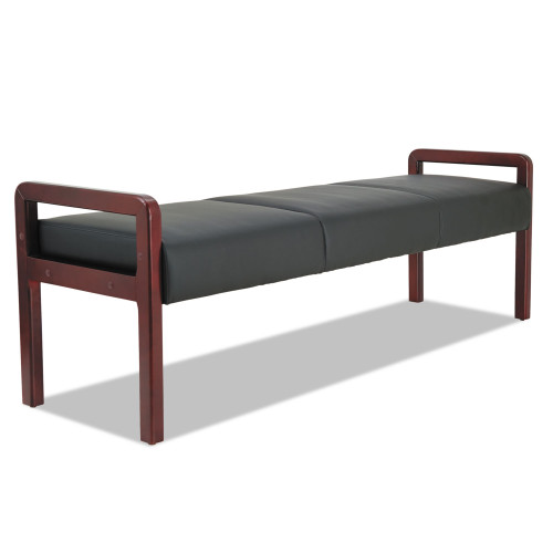 Alera Reception Lounge WL Series Bench， Three-Seater， 65.75w x 22.25d x 22.88h， Black/Mahogany (RL2419M) - Mycitystee