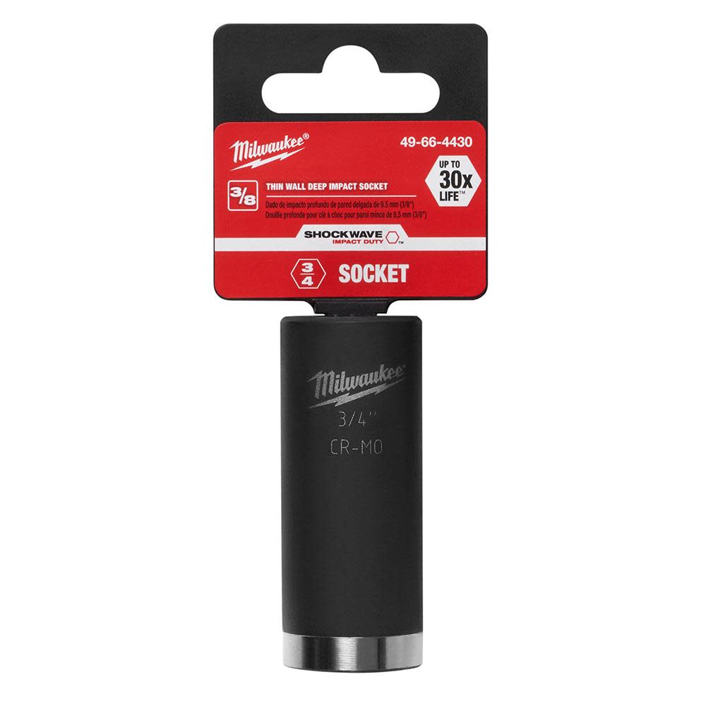Milwaukee 3/4 In. SHOCKWAVE Impact Duty Deep Well Socket 3/8 In. Drive 49-66-4430 from Milwaukee - Mycitystee
