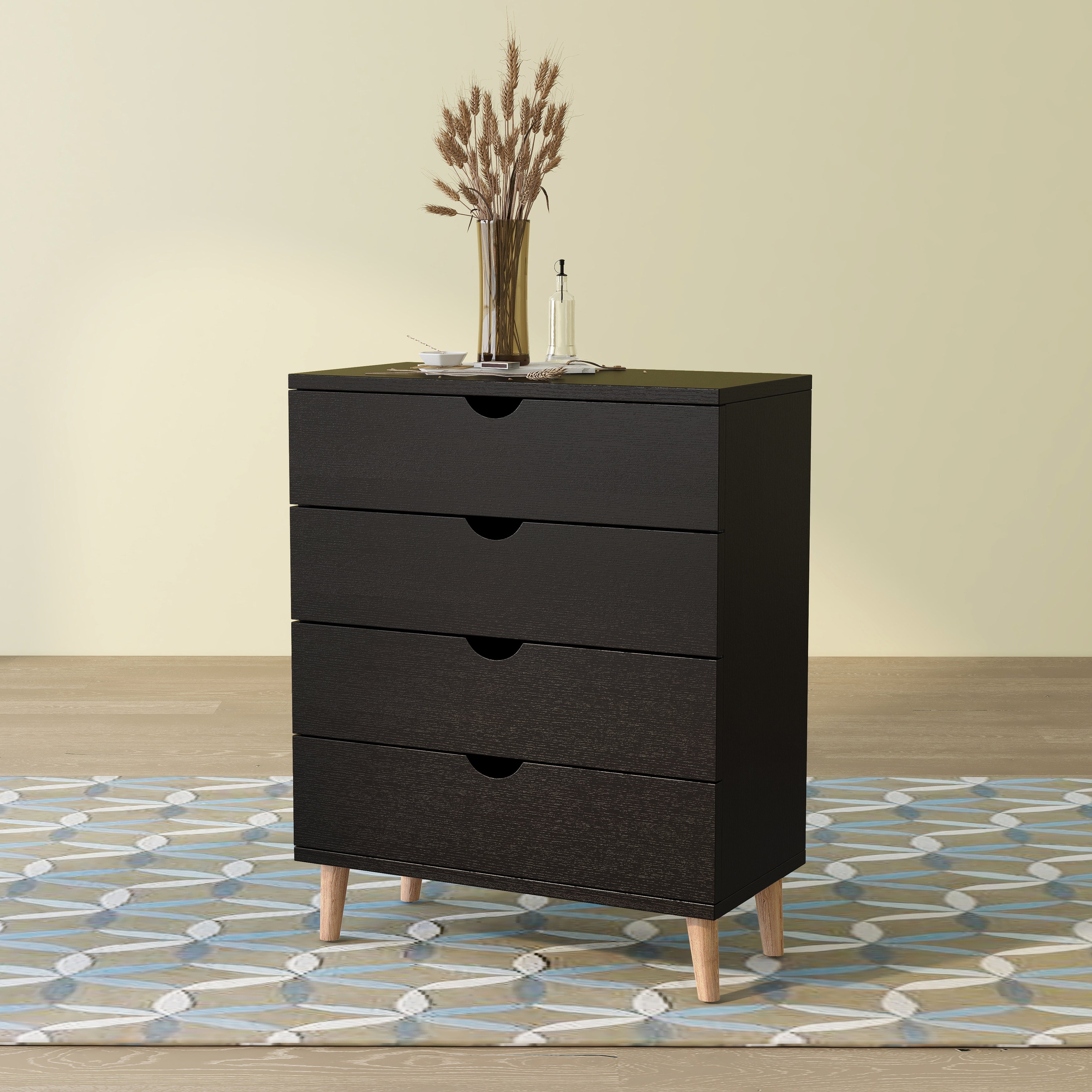 DH BASIC Mid-Century Modern Cappuccino 4-drawer Chest by Denhour - - 20931697 - Mycitystee