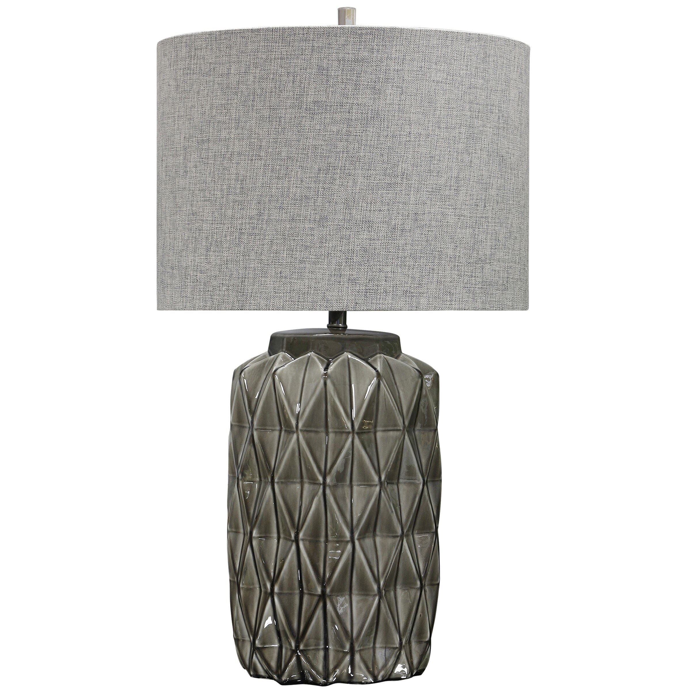 Alton Table Lamp - Gray Finish on Ceramic Body - Heathered Gray Fabric Shade - Mycitystee