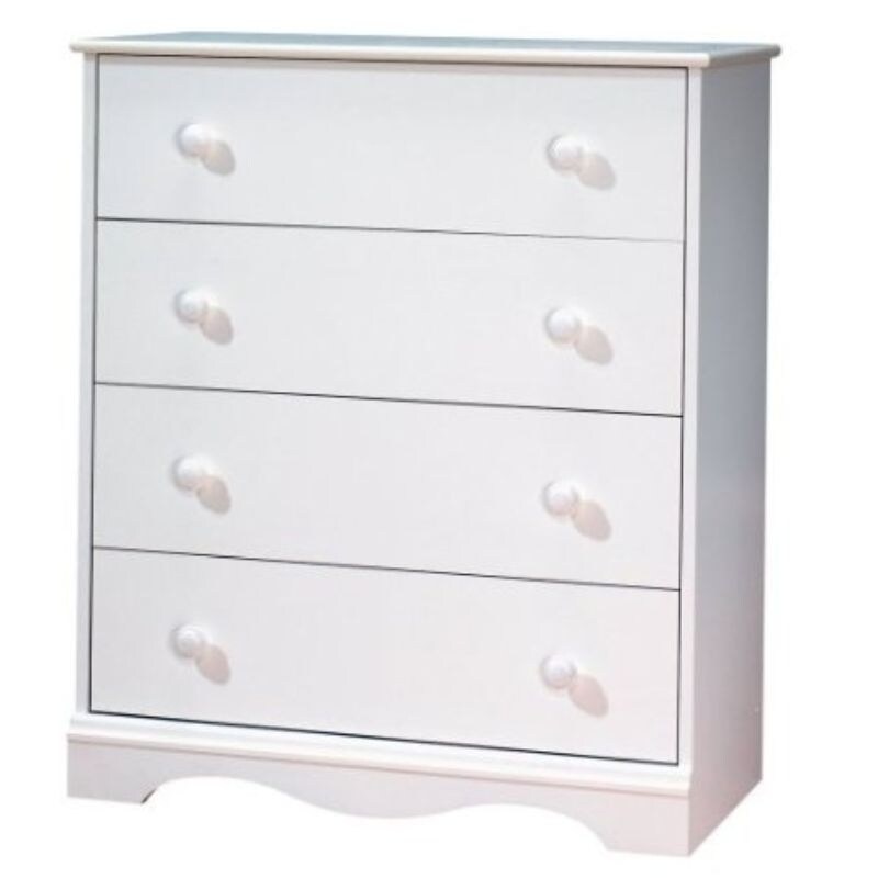 White 4 Drawer Bedroom Chest with Wooden Knobs - - 29756306 - Mycitystee
