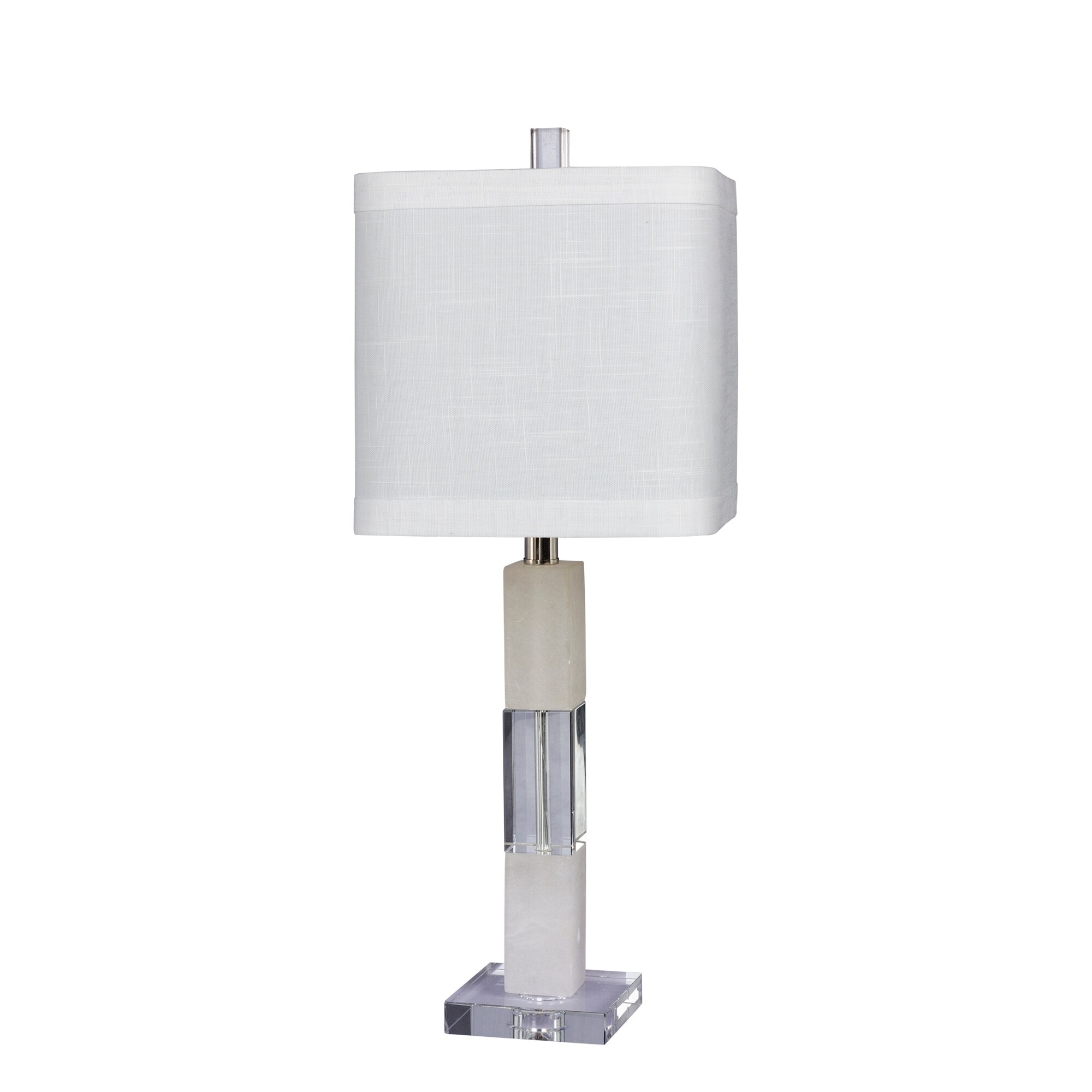 Fangio Lighting's 5152 26 in. Stacked Block Table Lamp in a Clear Crystal and Snow Marble Finish - Mycitystee
