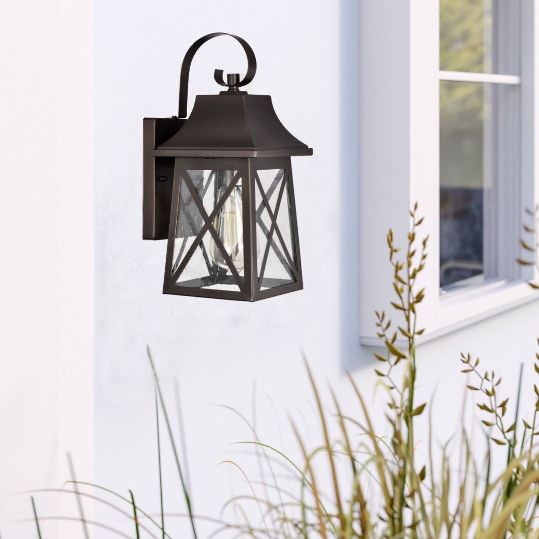 Farmhouse 1 Light Outdoor Wall Lantern with Seeded Glass - Oil Rubbed Bronze Shopping - The Best Deals on Outdoor Wall Lanterns | 39668234 - Mycitystee