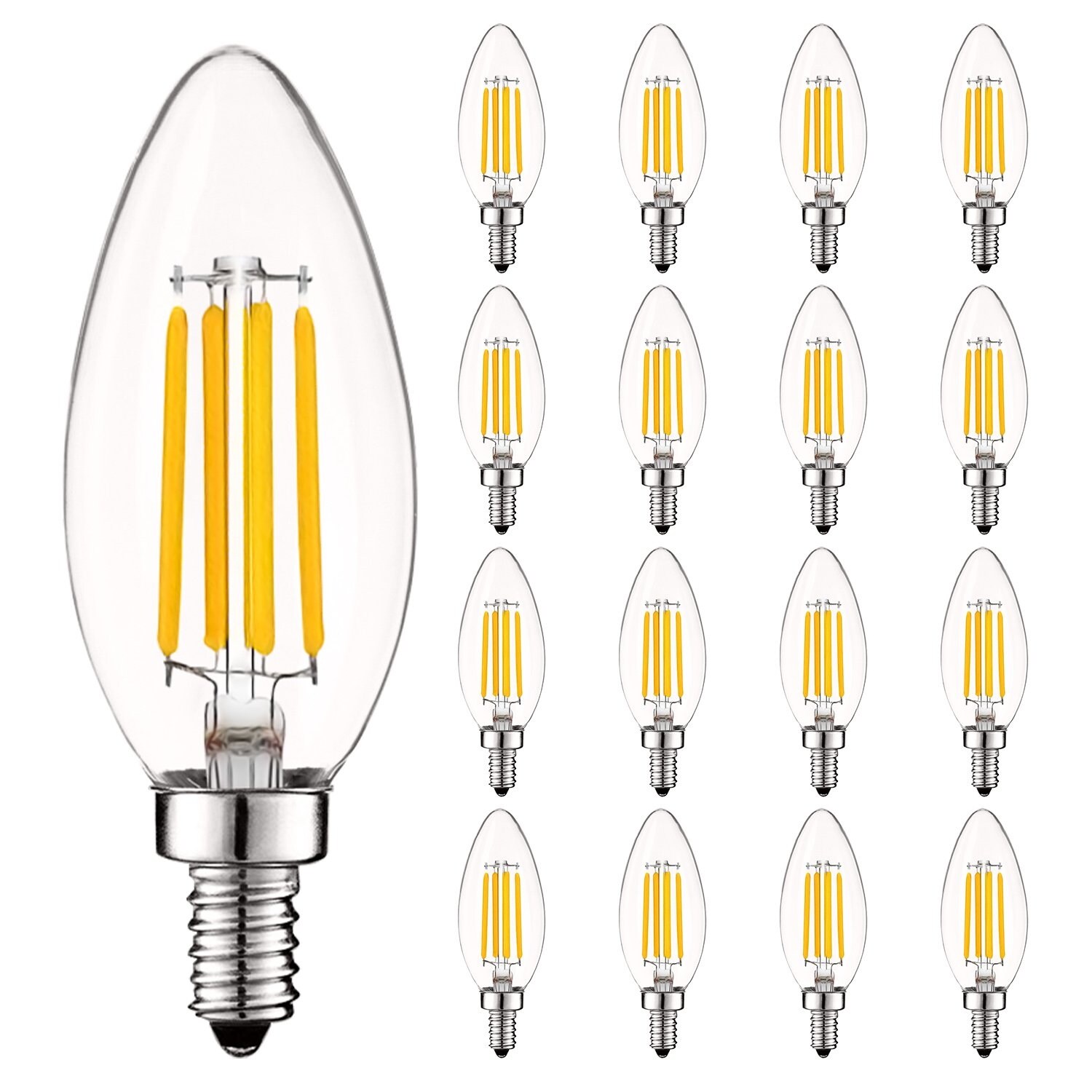 Luxrite Vintage Candelabra LED Bulb 60W Equivalent 550lm 4000K Cool White 5W Dimmable UL Listed E12 Base (16 Pack) - Mycitystee