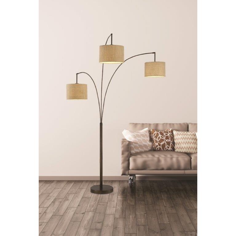 Artiva USA Lumiere Modern Antique Bronze LED 80-inch 3-arched Floor Lamp with Dimmer - Mycitystee