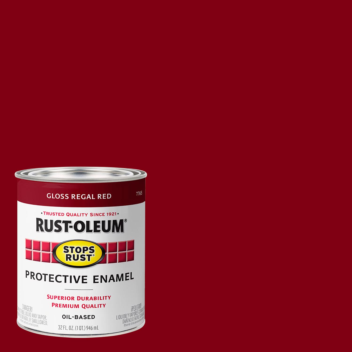 Rust-Oleum Stops Rust Indoor and Outdoor Gloss Regal Red Oil-Based Protective Paint 1 qt - Mycitystee