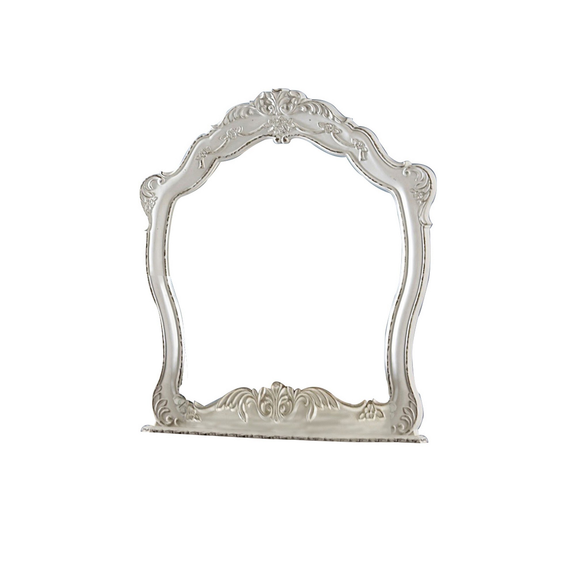 Victorian Style Wooden Frame Dresser Mirror with Floral Motif， White - - 31623961 - Mycitystee