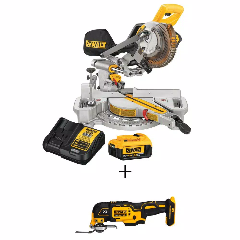 DEWALT 20-Volt MAX Cordless 7-1/4 in. Sliding Miter Saw with (1) 20-Volt Battery 4.0Ah and Oscillating Tool and#8211; XDC Depot - Mycitystee