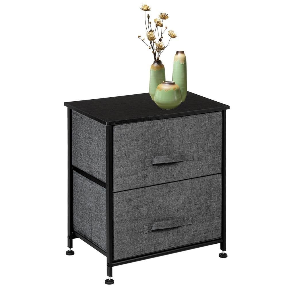 Night Stand/End Table Storage Tower with Sturdy Steel Frame，Grey - - 33169080 - Mycitystee
