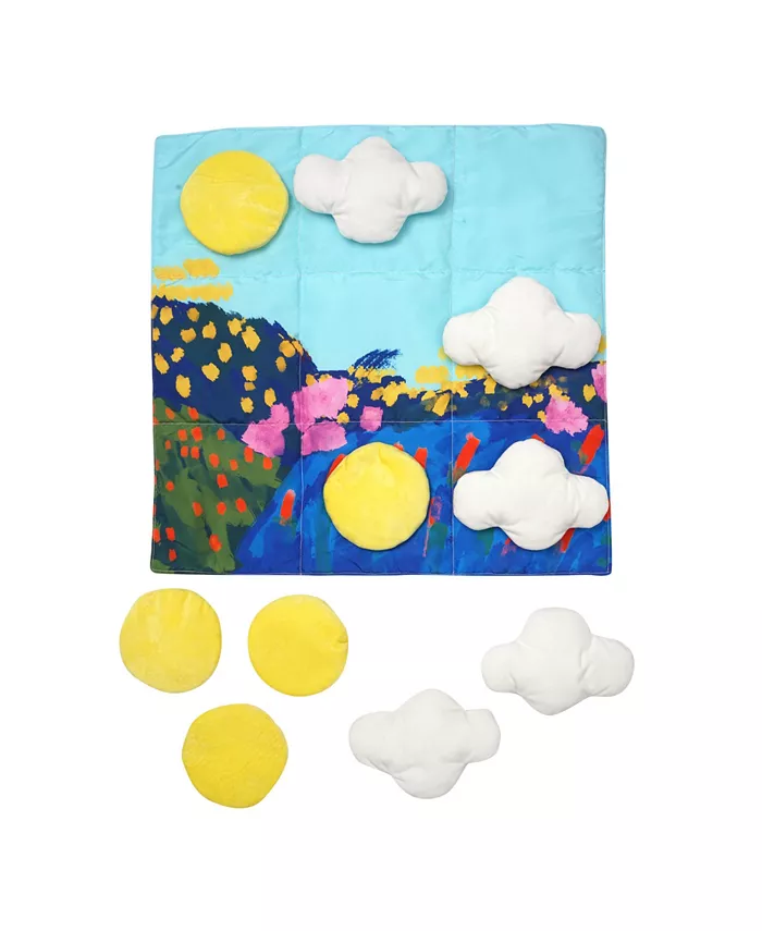 Manhattan Toy Company Sunny Day Decorative Soft Quilted Jumbo Floor or Table Tic Tac Toe Game Set， 11 Piece - Mycitystee