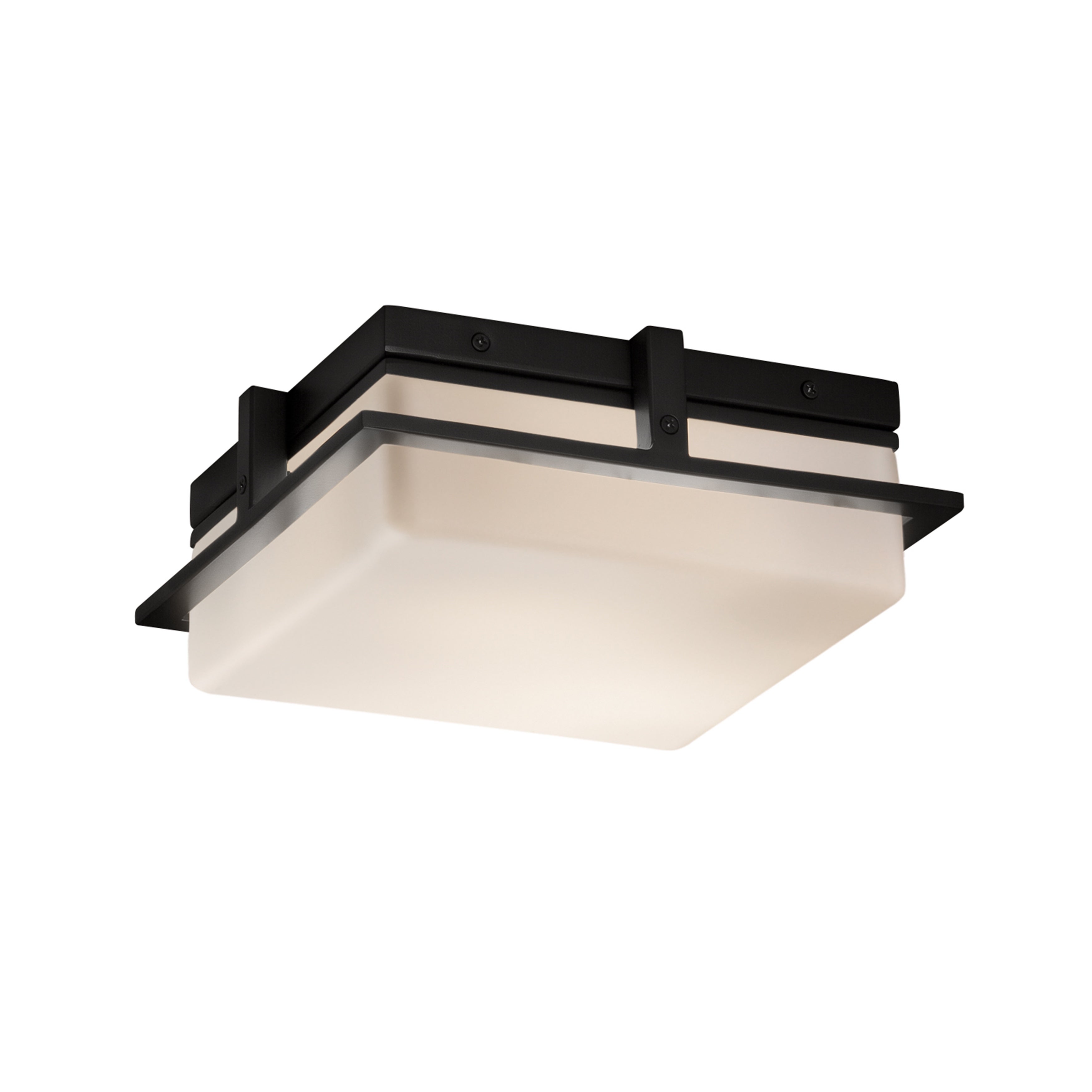 Justice Design Fusion Avalon 10-inch Matte Black LED Outdoor Flush-Mount， Opal Shade - Mycitystee