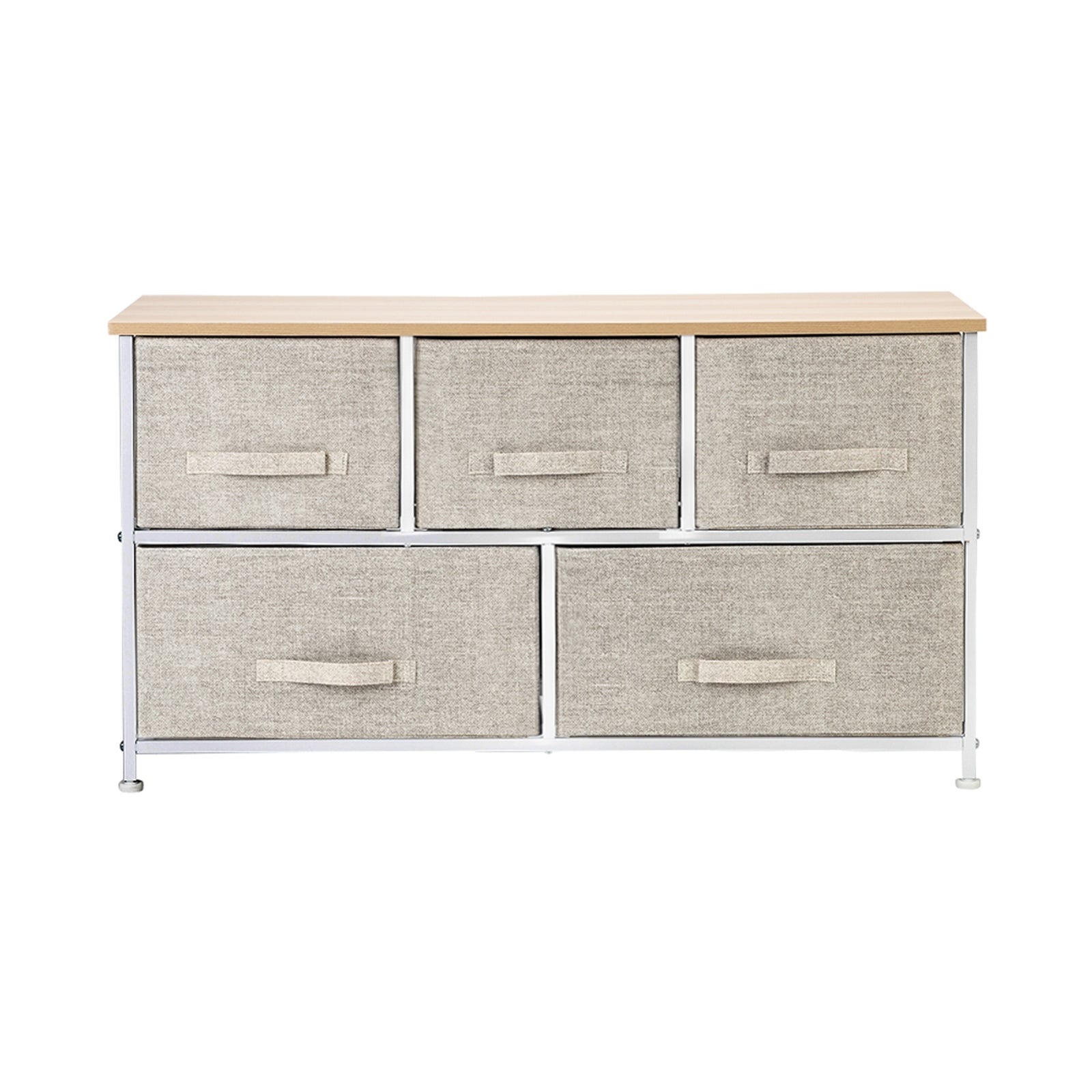 2-Tier Wide Closet Dresser， Nursery Dresser Tower With 5 Easy Pull Fabric Drawers And Metal Frame， Multi-Purpose Organizer - - 36251396 - Mycitystee