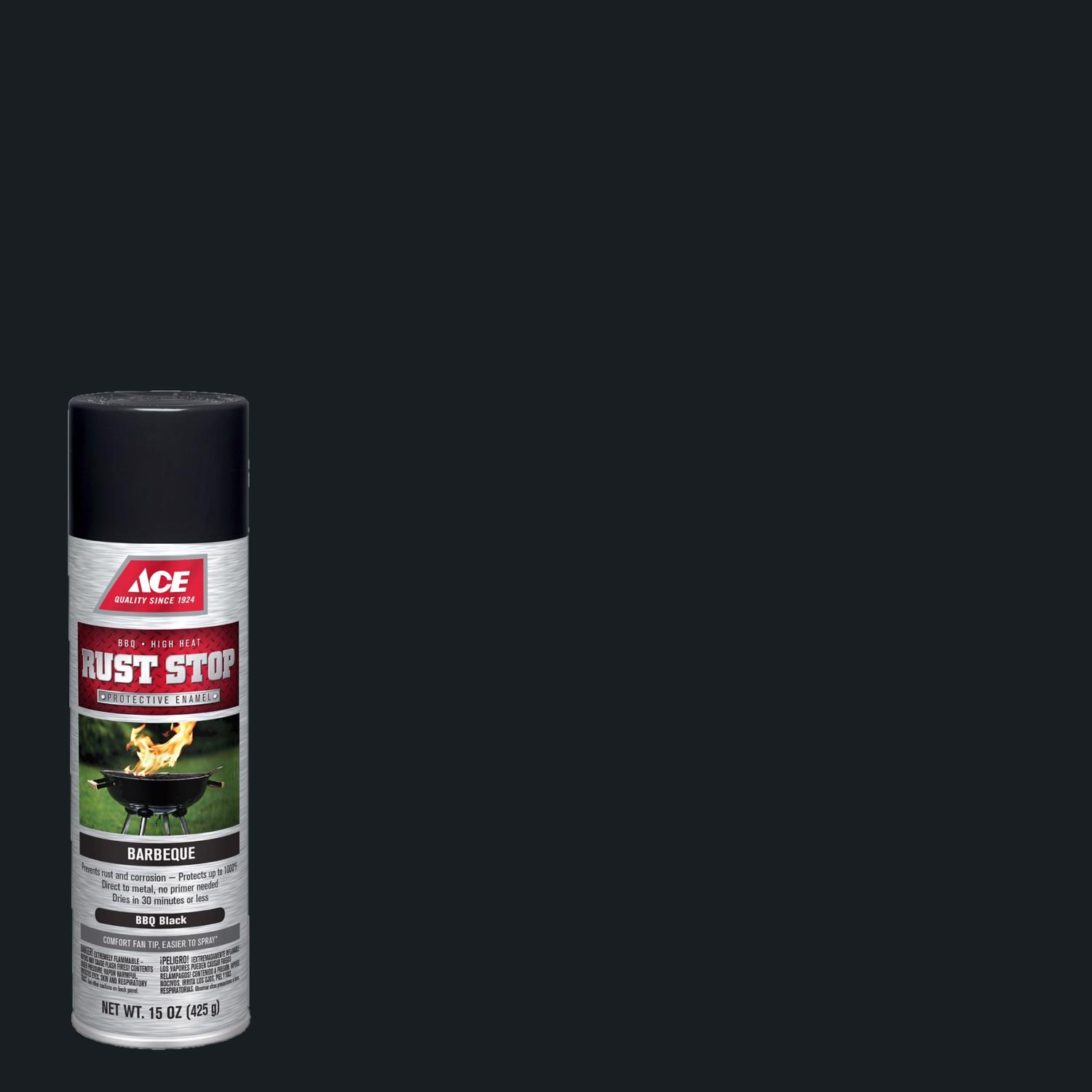 Ace Rust Stop Barbeque BBQ Black Protective Enamel Spray Paint 15 oz - Mycitystee