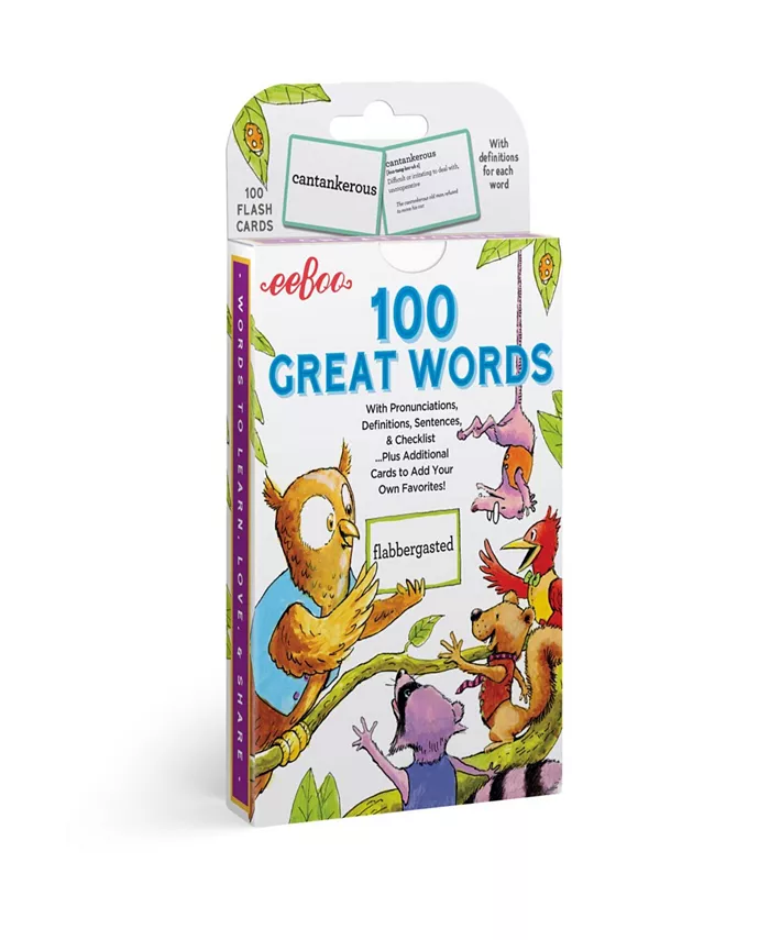 Eeboo 100 Great Words Vocabulary Educational Flash Cards - Mycitystee