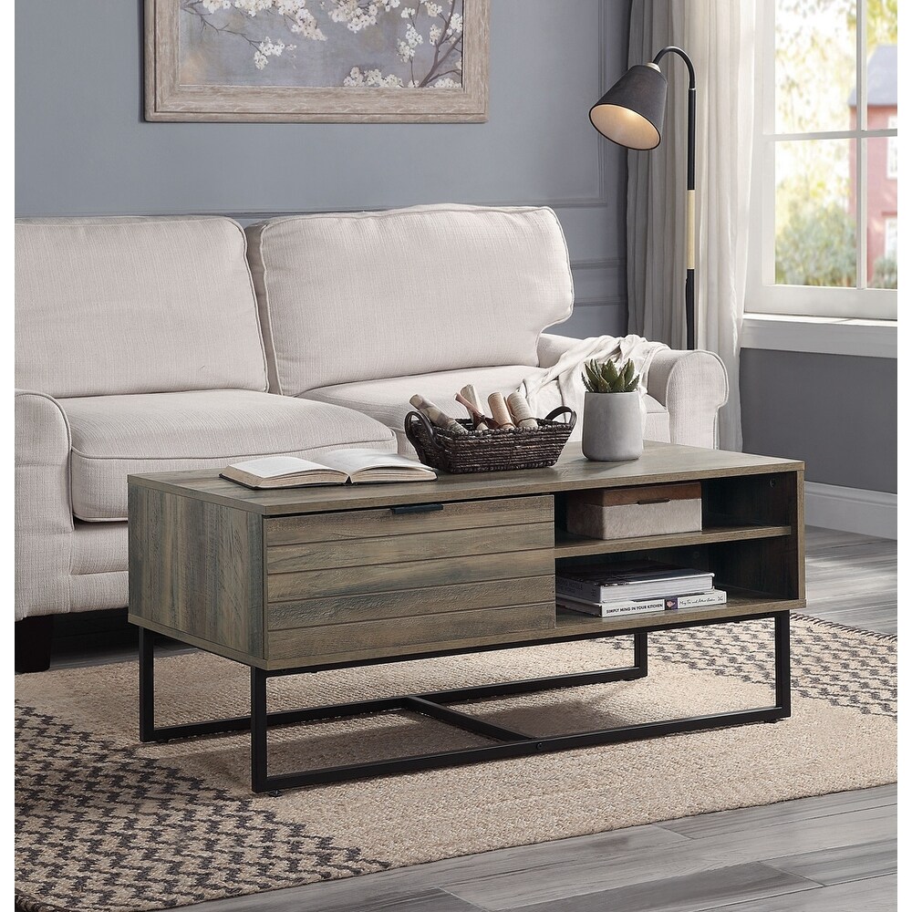 Coffee Table in Rustic Oak and Black Finish - Mycitystee