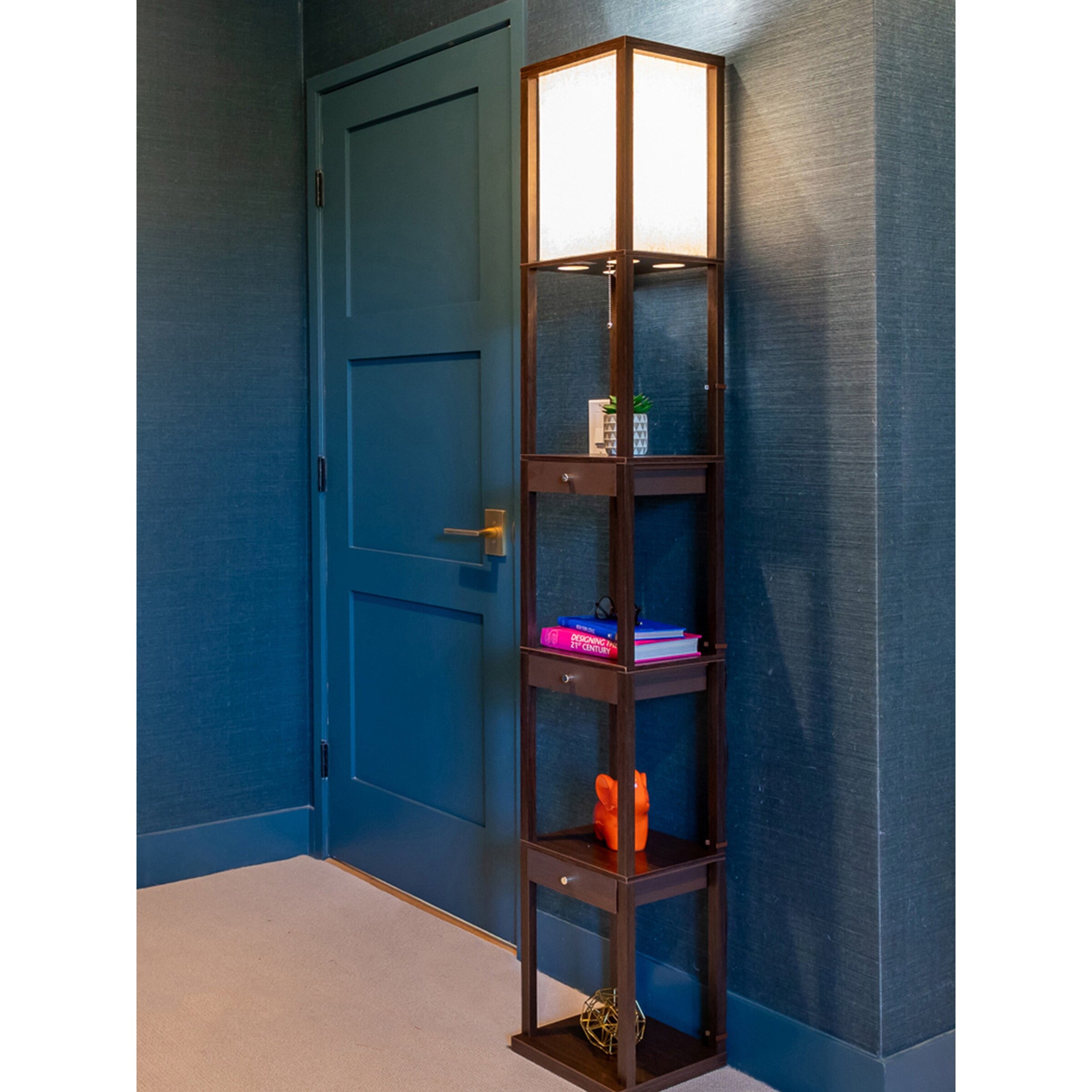 Brightech Maxwell Drawer LED Floor Lamp - Havana Brown - Mycitystee