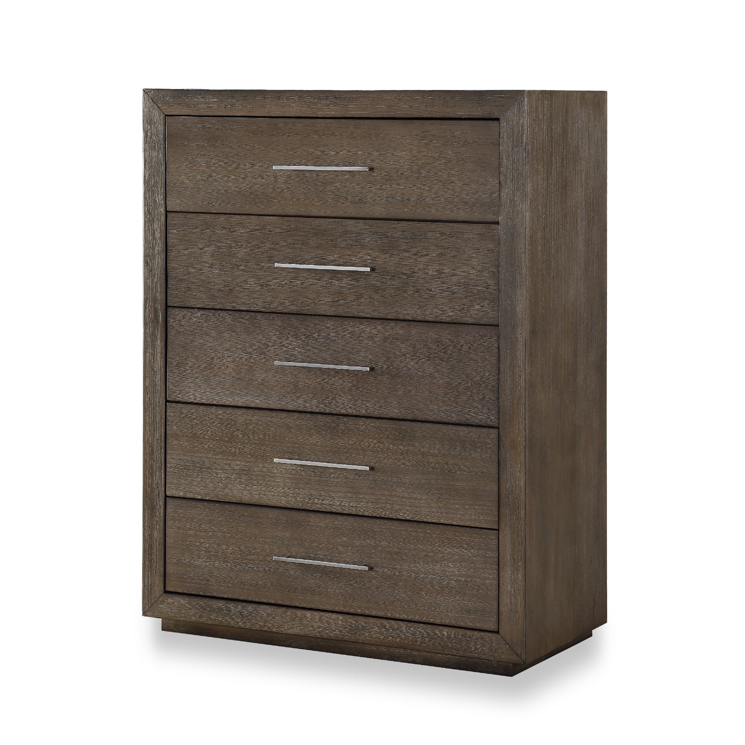 Nels 53 Inch 5 Drawer Tall Wood Dresser Chest， Bar Handle， Distressed Brown - - 35735276 - Mycitystee