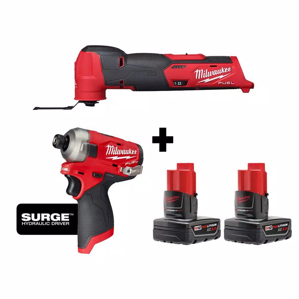 Milwaukee M12 FUEL 12-Volt Lithium-Ion Cordless Oscillating Multi-Tool and Impact Driver with two 3.0 Ah Batteries and#8211; XDC Depot - Mycitystee