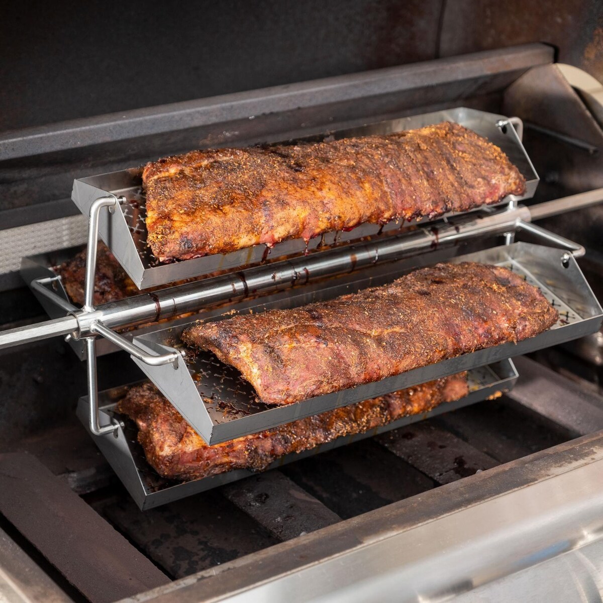 Universal Rotating Grill Rotisserie Rib Trays (4) - Mycitystee