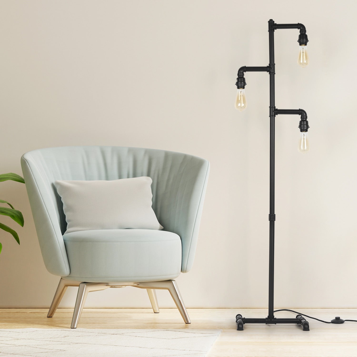 Industrial Tree Floor Lamp with 3 Light，(No Bulbs) - 3-Light - Mycitystee