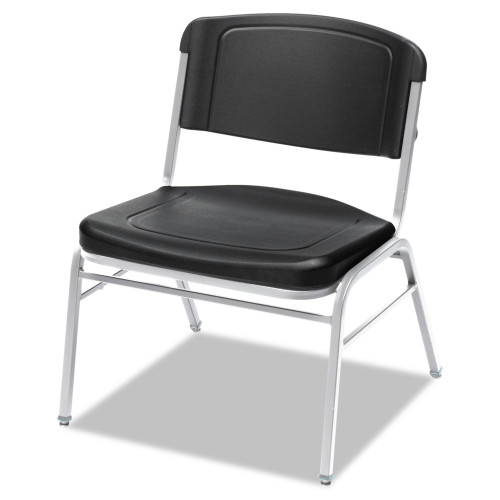 Iceberg Rough n Ready Wide-Format Big and Tall Stack Chair， Supports Up to 500 lb， Black Seat/Back， Silver Base， 4/Carton (64121) - Mycitystee