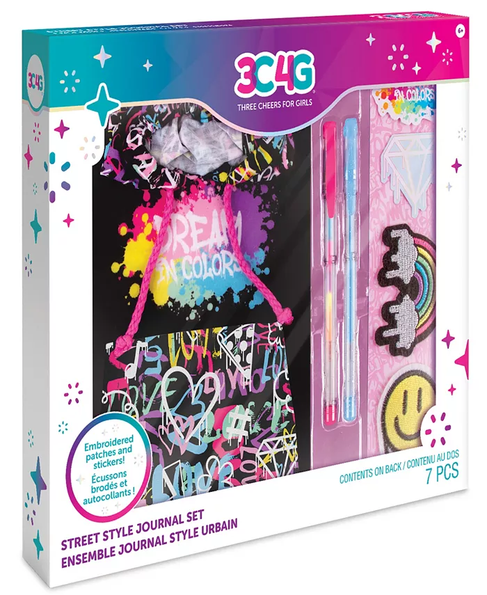 Three Cheers For Girls 3C4G Street Style Journal 7 Piece Set， Make It Real， Teens Tweens Girls， 160 Page Lined Journal， Hoodie Style Cover Diary - Mycitystee